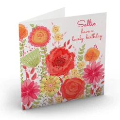 Personalised Nik Golesworthy Birthday Card - Pink & Orange Flowers
