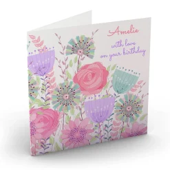 Personalised Nik Golesworthy Birthday Card - Pastel Flowers