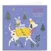 Personalised Nikki Upsher Christmas Card - Dog with Presents