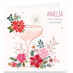 Personalised Nikki Upsher Christmas Card - Wine Glass