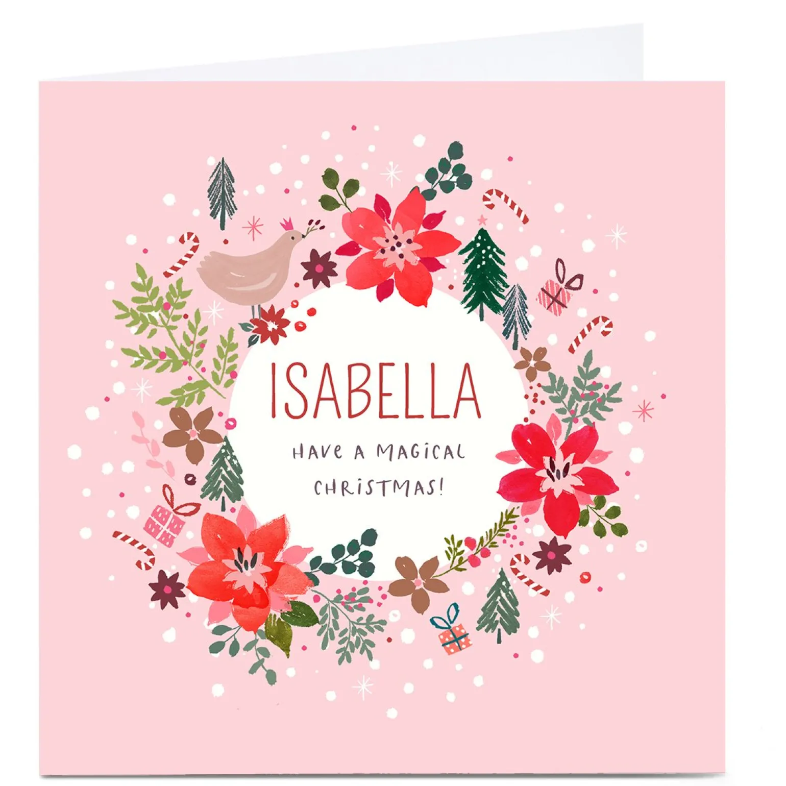 Personalised Nikki Upsher Christmas Card - Floral Wreath