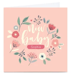 Personalised Nikki Whiston New Baby Card - Pink