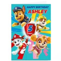 Personalised Paw Patrol Birthday Card - Name & Age