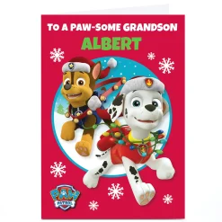Personalised Paw Patrol Christmas Card - Any Name