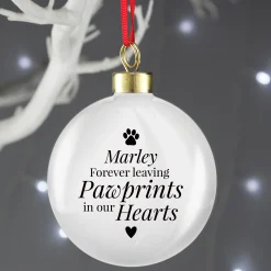 Personalised Pawprints Memorial Bauble