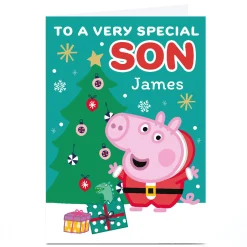 Personalised Peppa Pig Christmas Card - George Pig in Christmas Suit, Son