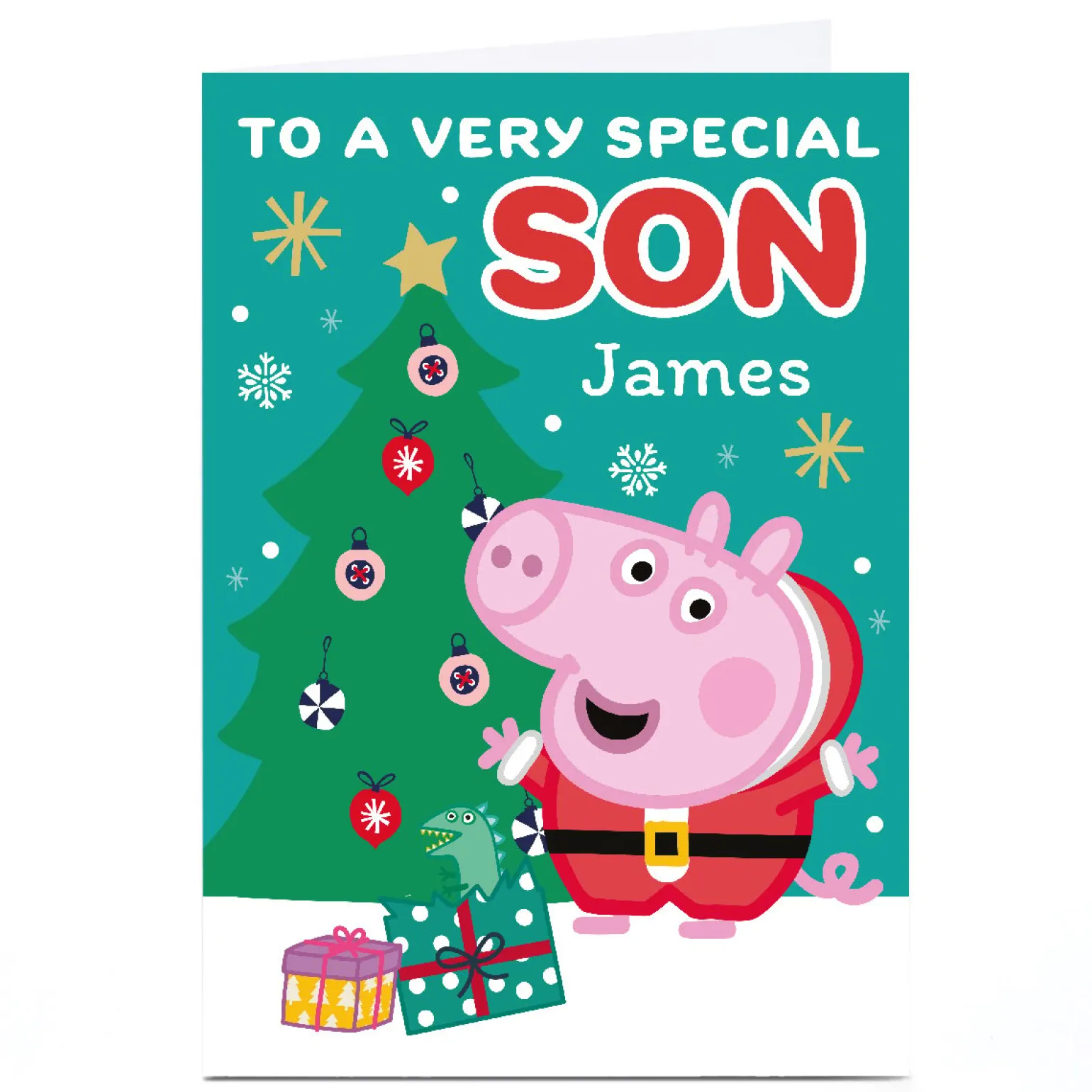 Personalised Peppa Pig Christmas Card - George Pig in Christmas Suit, Son