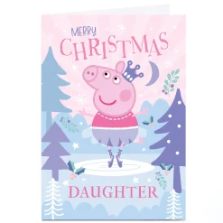 Personalised Peppa Pig Christmas Card - Peppa Ice Skating, Daughter