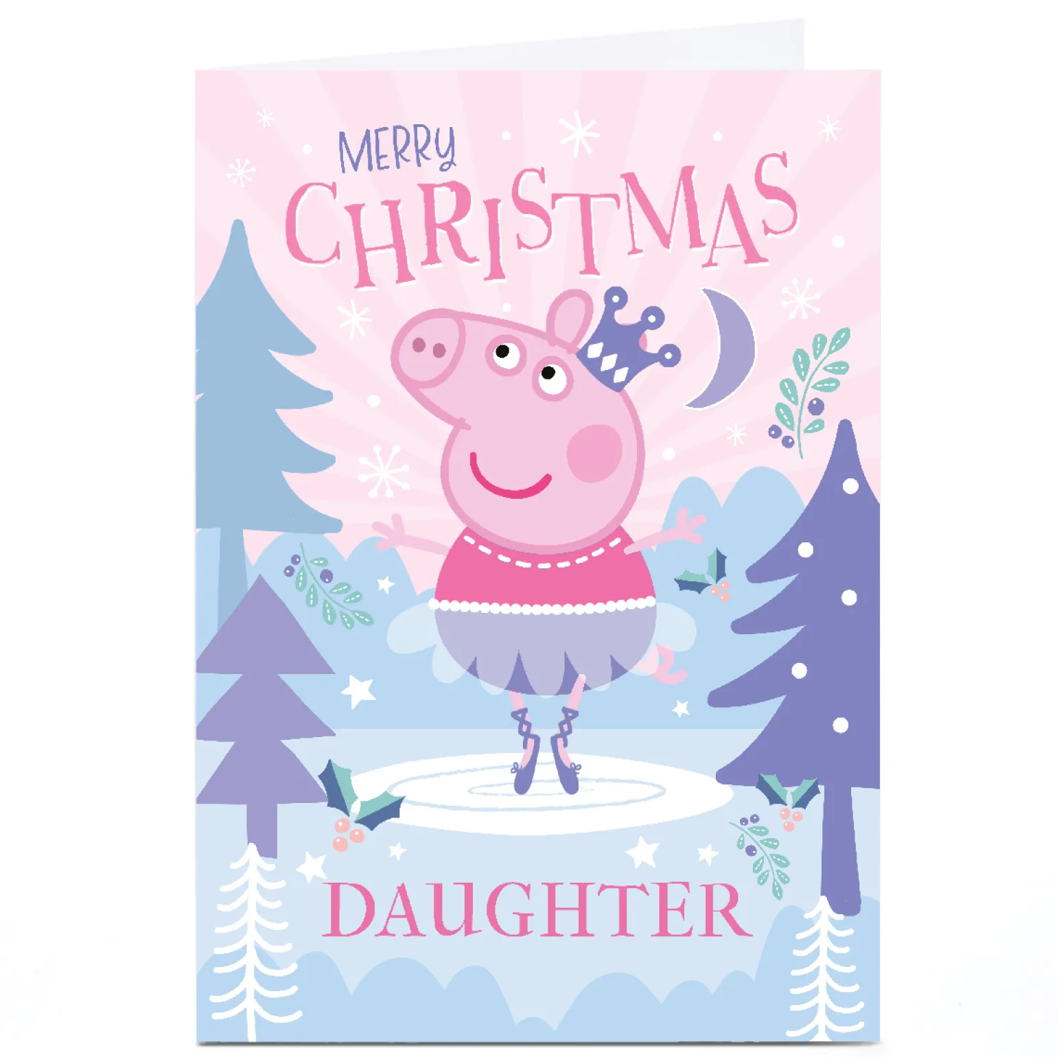 Personalised Peppa Pig Christmas Card - Peppa Ice Skating, Daughter