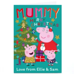 Personalised Peppa Pig Christmas Card - Tree Decorating, Mummy