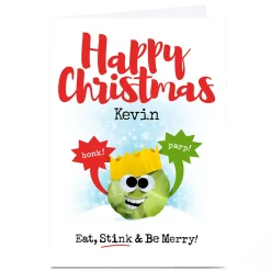 Personalised PG Quips Christmas Card - Eat, Stink & Be Merry
