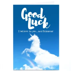 Personalised PG Quips Good Luck Card - I Believe In You And Unicorns!