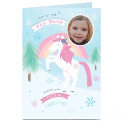 Personalised Photo Christmas Card - Unicorn Magic Any Name