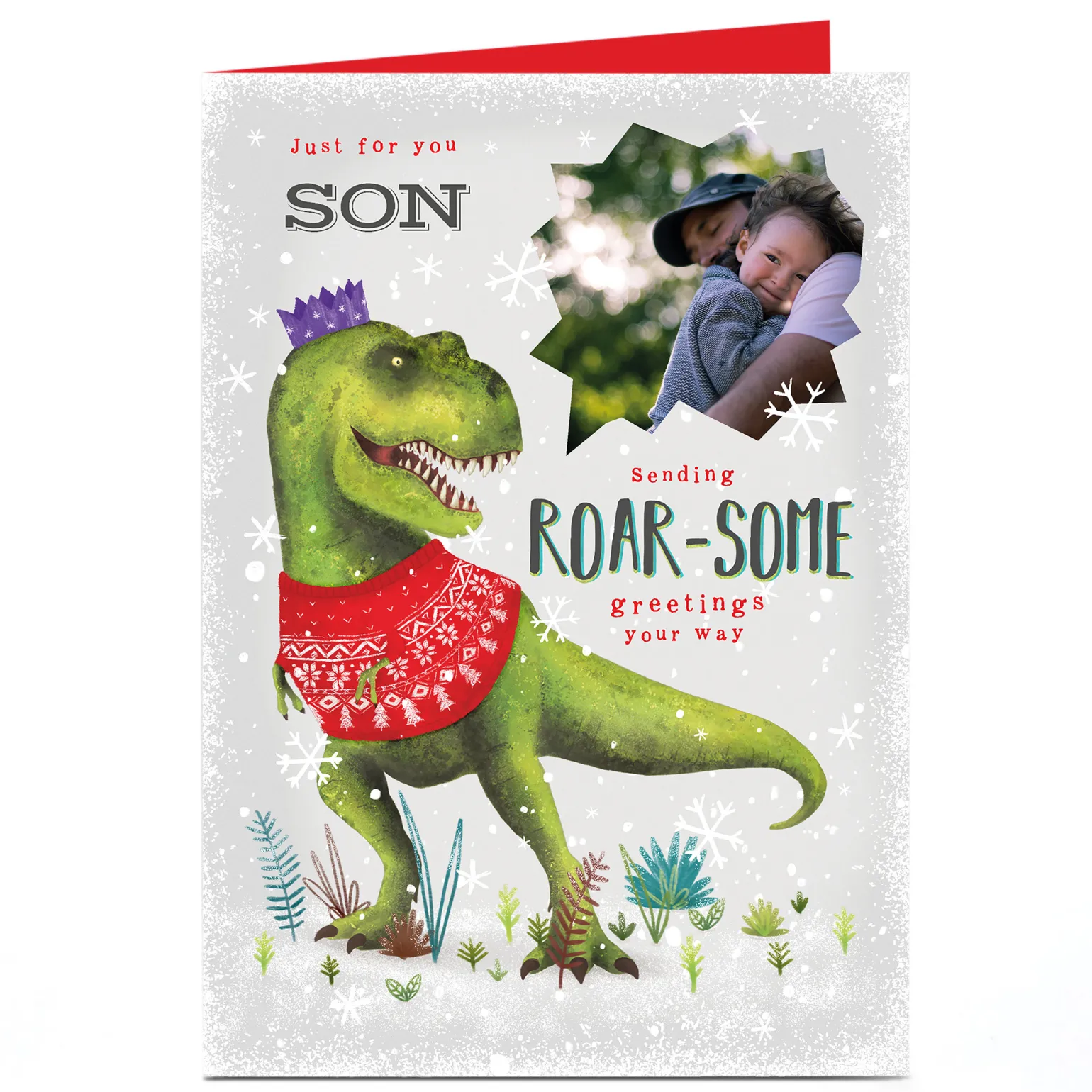 Personalised Photo Christmas Card - Roar-some Greetings Son