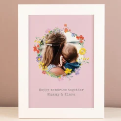 Personalised Photo Upload Framed Print - Floral Circle