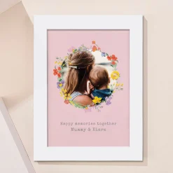 Personalised Photo Upload Framed Print - Floral Circle