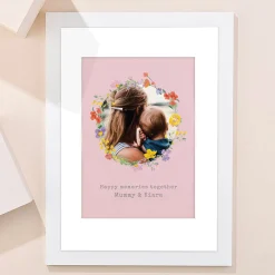 Personalised Photo Upload Framed Print - Floral Circle