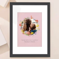 Personalised Photo Upload Framed Print - Floral Circle