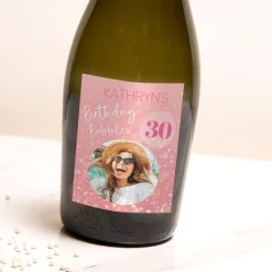 Personalised Pink Photo Happy Birthday Prosecco