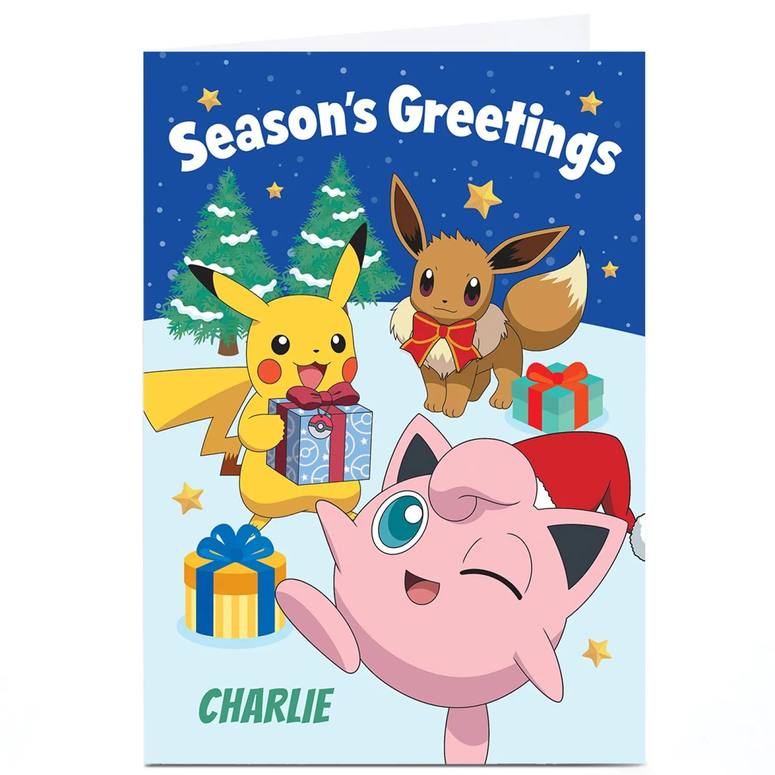Personalised Pokemon Christmas Card - Tree & Gifts