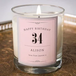 Personalised Pomegranate & Cashmere Scented Candle - Birthday Pink