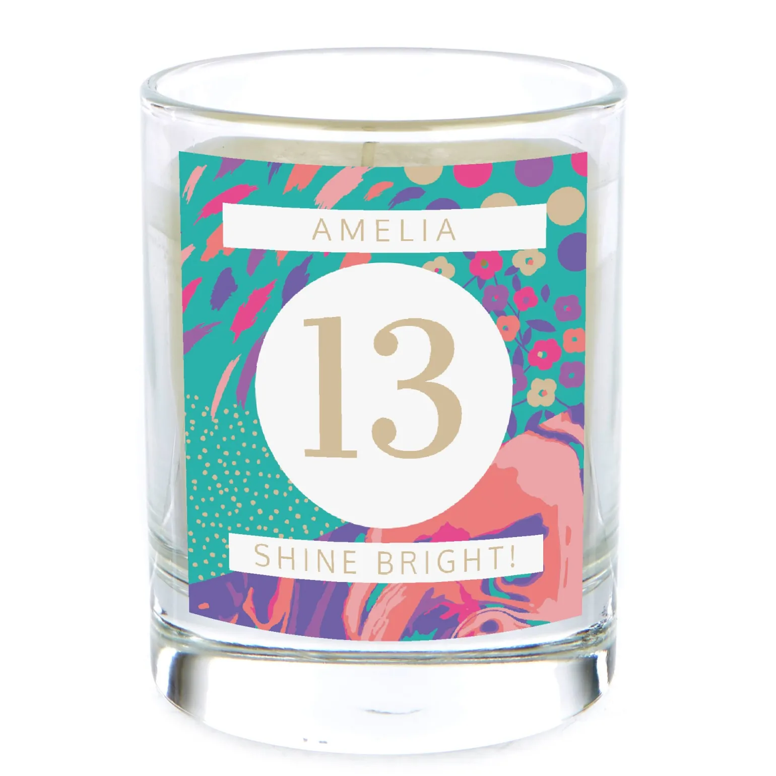 Personalised Pomegranate & Cashmere Scented Candle - Shine Bright Any Age