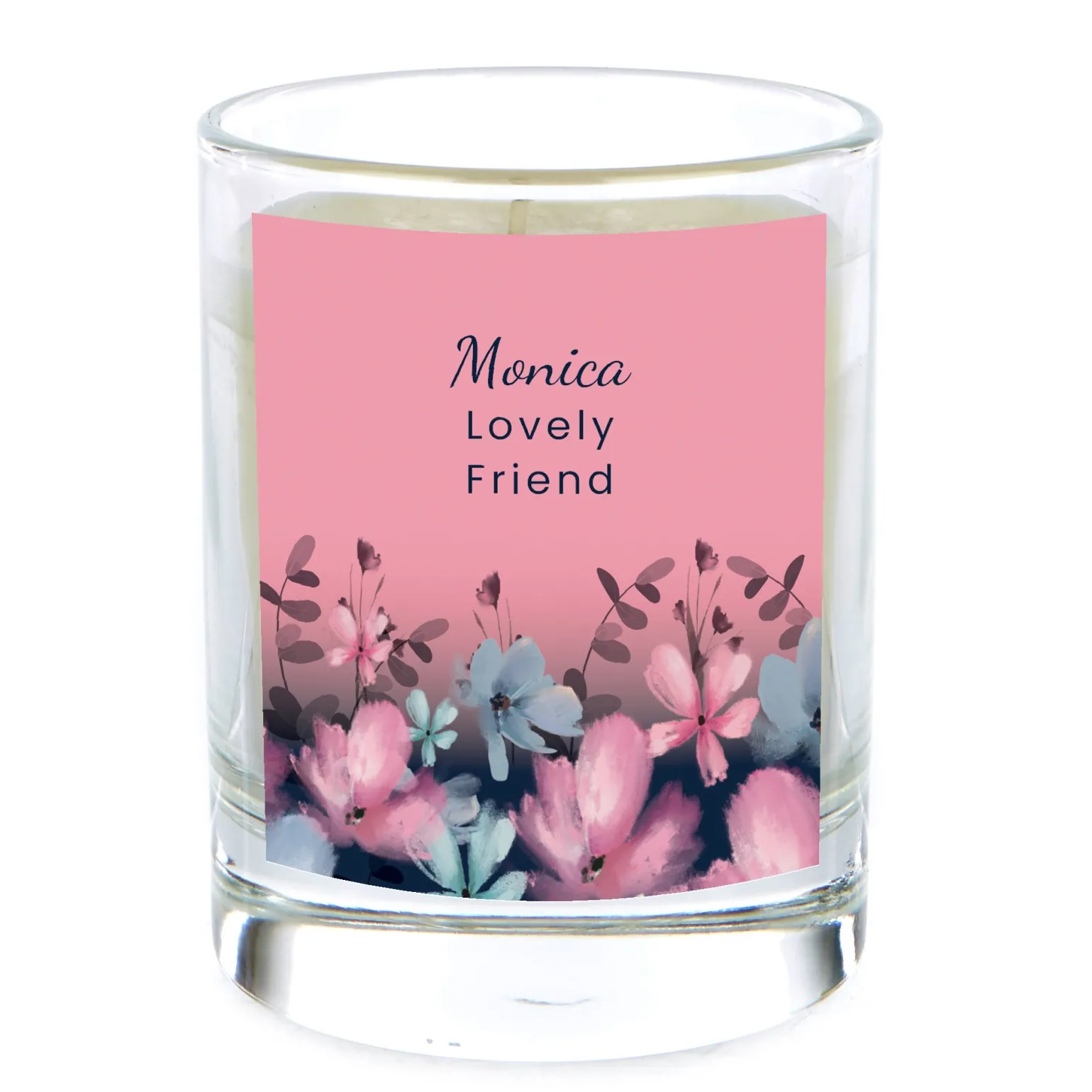 Personalised Pomegranate & Cashmere Scented Candle - Floral Any Message