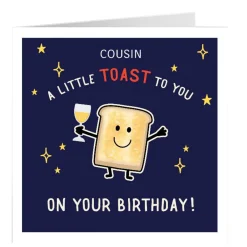 Personalised Pop! Birthday Card - A Little Toast To You, Cousin