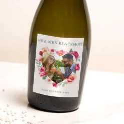 Personalised Prosecco - Floral Heart Photo