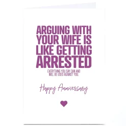 Personalised Punk Anniversary Card - Arguing with your Wife