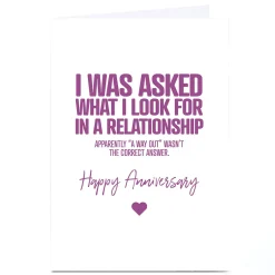 Personalised Punk Cards Anniversary Card - A Way Out