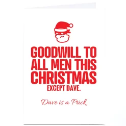Personalised Punk Christmas Card - Goodwill to all Men