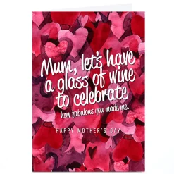 Personalised Punk Mother's Day Card - Glass of Wine