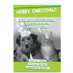 Personalised Quitting Hollywood Christmas Card - Merry Christmas Vegetarian