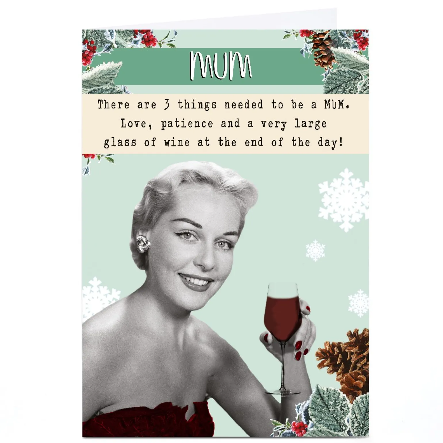 Personalised Quitting Hollywood Christmas Card - Mum Glass of Wine