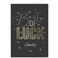 Personalised Rachel Clynick Good Luck Card - Black & Gold
