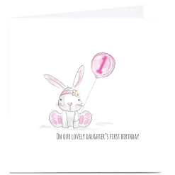 Personalised Rachel Griffin Birthday Card - Pink Rabbit, 1