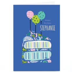 Personalised Rebecca Prinn Birthday Card - Blue Balloons