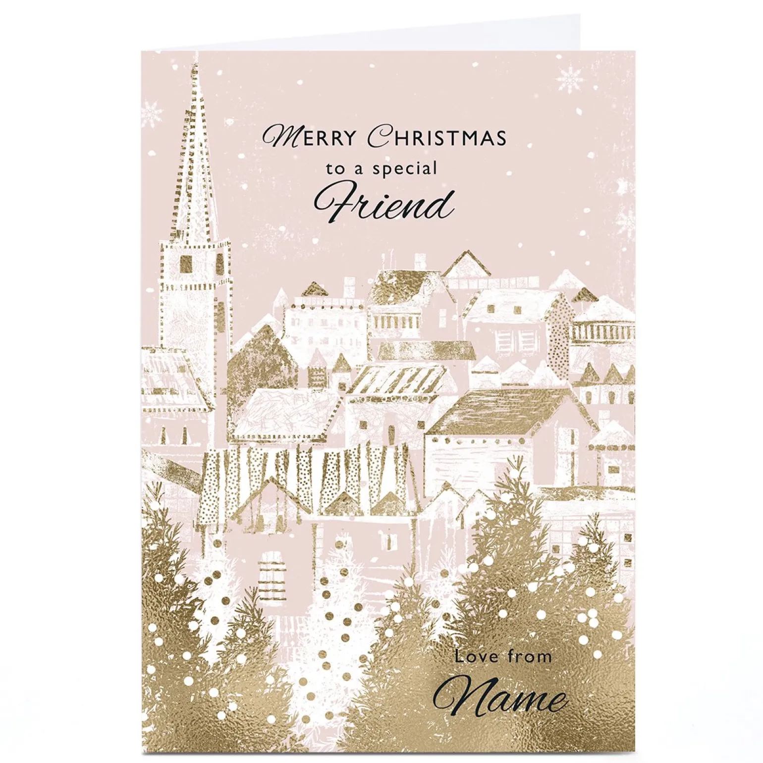 Personalised Rebecca Prinn Christmas Card - Festive Town, Special Friend