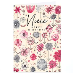 Personalised Rebecca Prinn Birthday Card - Flower Pattern, Niece