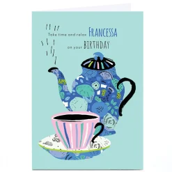 Personalised Rebecca Prinn Birthday Card - Tea Pot