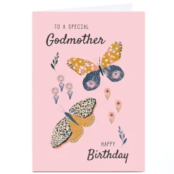 Personalised Rebecca Prinn Birthday Card - Butterflies & Flowers Godmother
