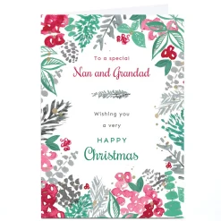 Personalised Rebecca Prinn Christmas Card - Festive Leaves