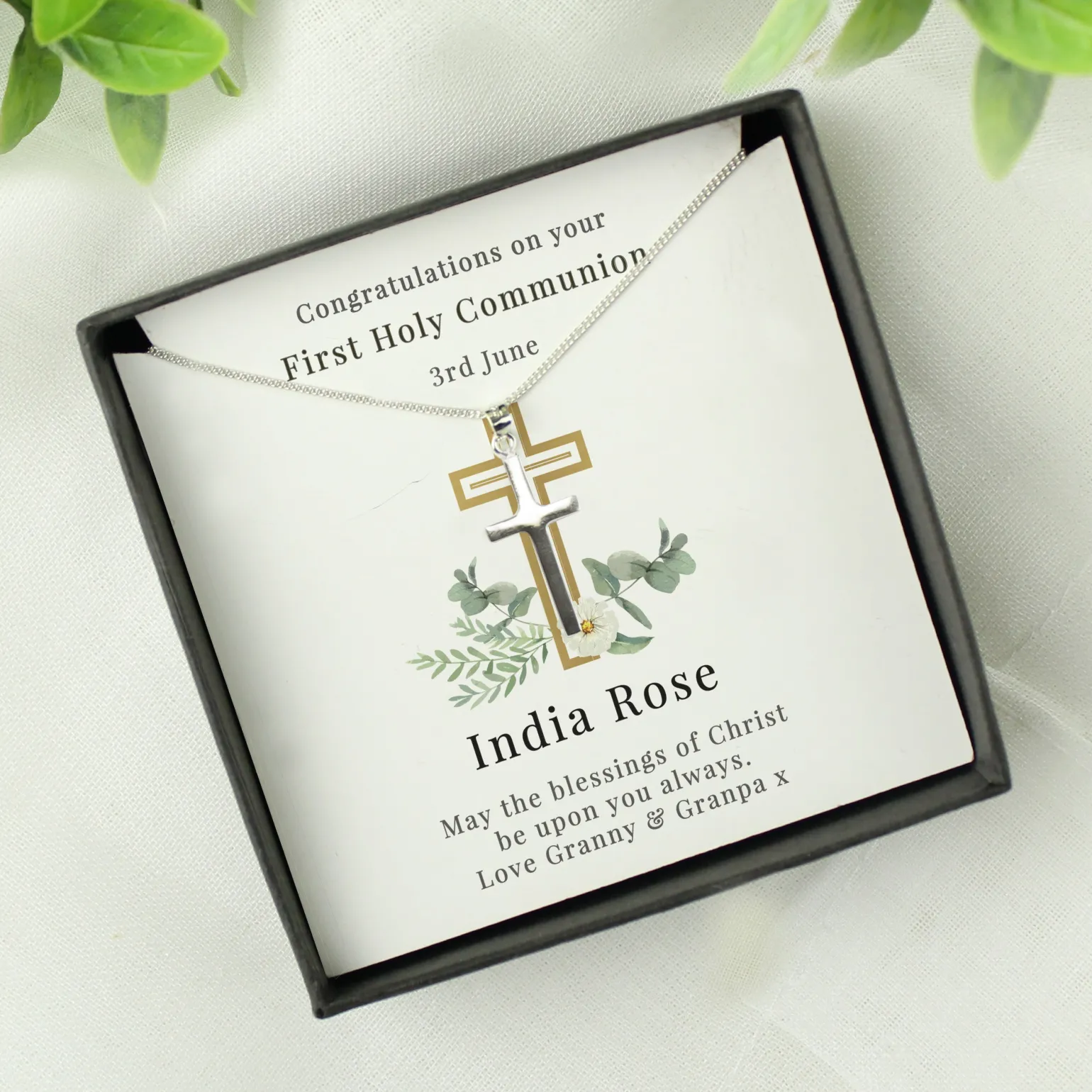 Personalised Religious Sentiment Cross Necklace & Box