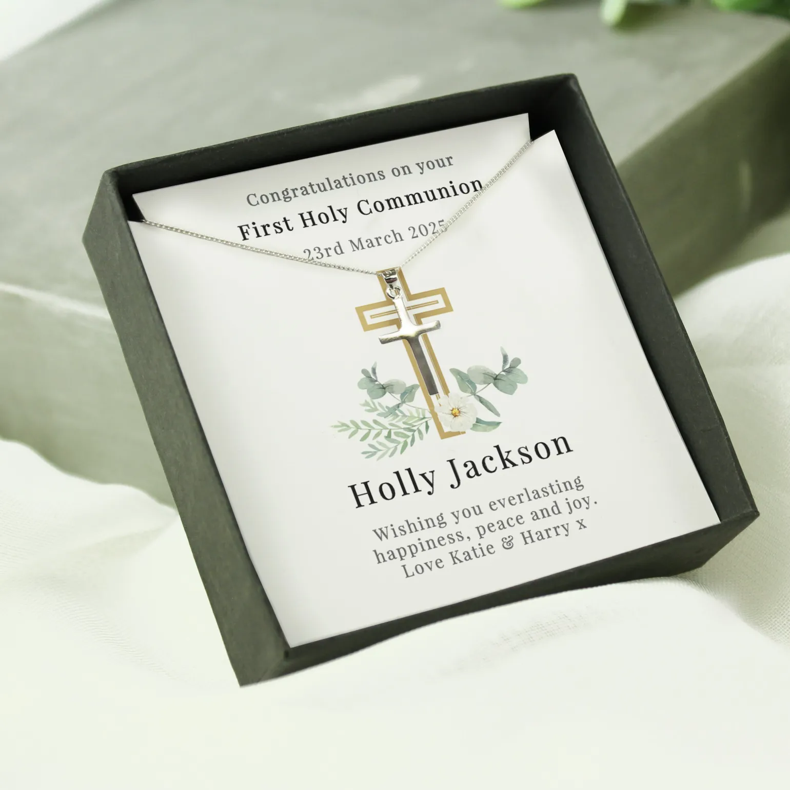 Personalised Religious Sentiment Cross Necklace & Box