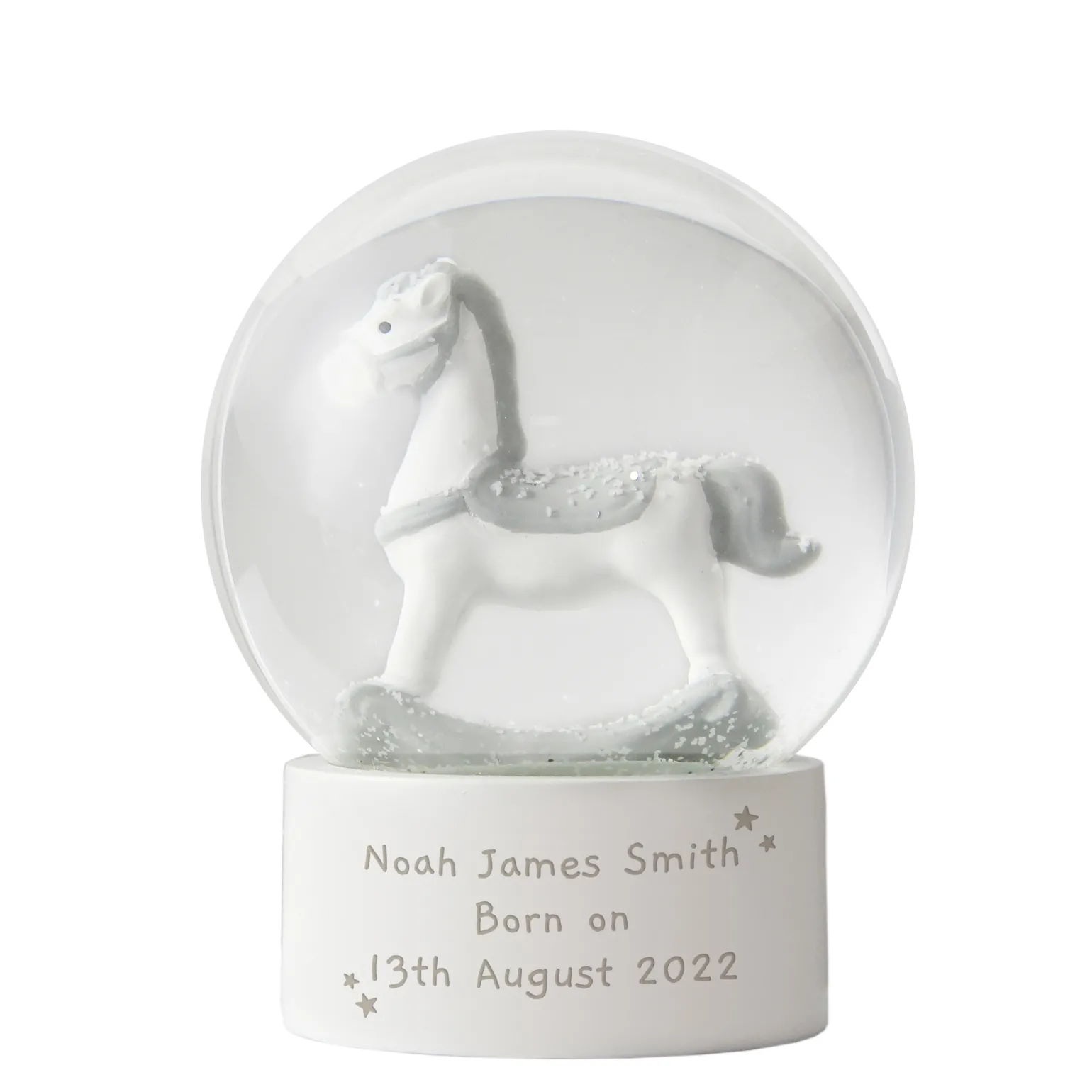 Personalised Rocking Horse Glitter Snow Globe