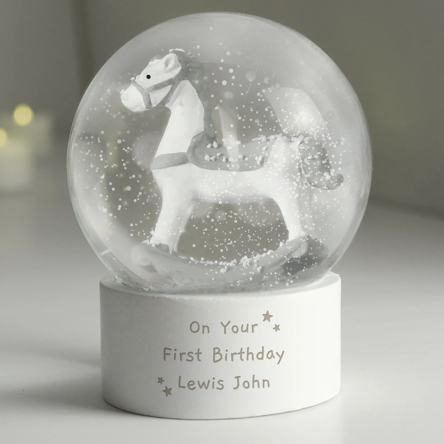 Personalised Rocking Horse Glitter Snow Globe
