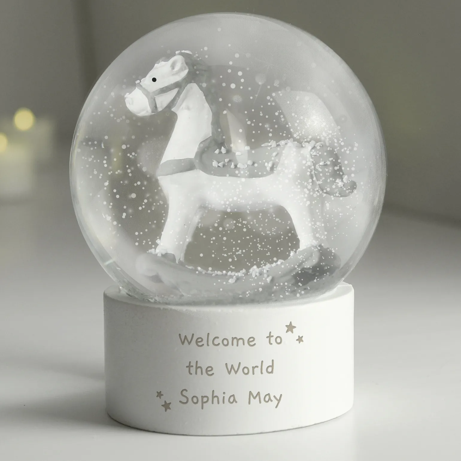 Personalised Rocking Horse Glitter Snow Globe