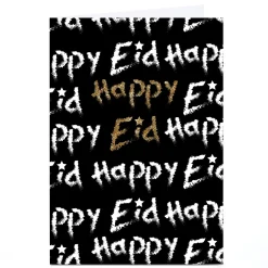 Personalised Roshah Designs Eid Card - Black & Gold