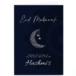 Personalised Roshah Designs Eid Card - Eid Mubarak Navy